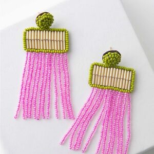 Noonday Fiesta Fringe Earrings - $78 on website! Pink and Lime